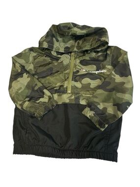Champion Kids' Camo Half-Zip Windbreaker Jacket - Green/Black 3T